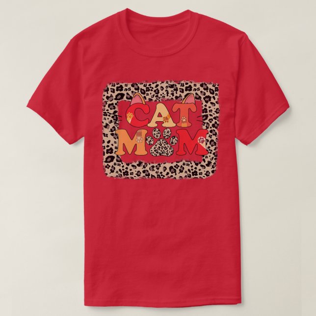 T-shirt Femme Chat Maman léopard Maman Animaux de compagni (Design devant)