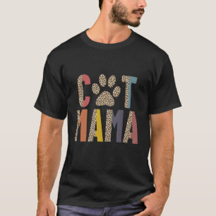 T-shirt Femme Chat Maman Patte Rétro Léopard Mère 1