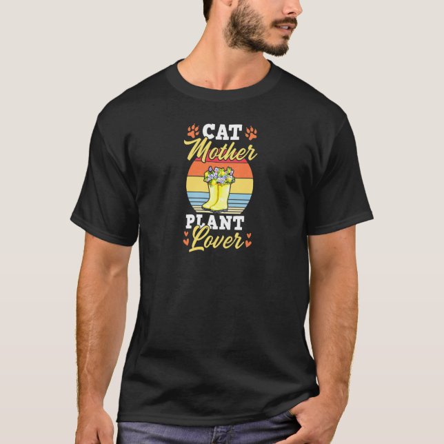 T-shirt Femme Chat Mère Plante Trendy Cute Jardin Floral (Devant)