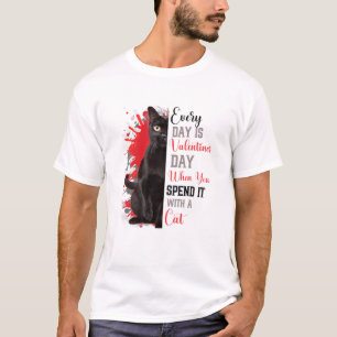 T-shirt Femme Chat noir Maman Valentines Jour Chat Mama Fu