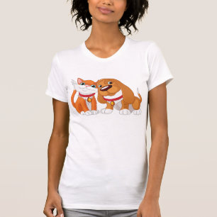 T-shirt Femme Chien Et Chat Cute