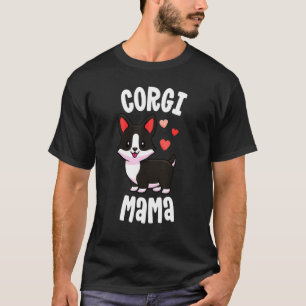 T-shirt Femme Chien Mama Noir Brindle Corgi Corgi