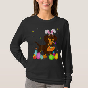 T-shirt Femme Chien Maman Cute Bunny Dachshund Oeufs Pâque