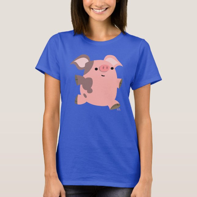 T-shirt femme cochon jote Sporty Cartoon (Devant)