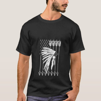 T-shirt Femme Cool Native American Flag Pride USA Funny P