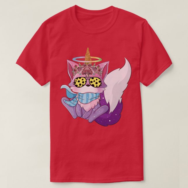 T-shirt Femme Cute fox teinture d'eau couleurs froides fou (Design devant)