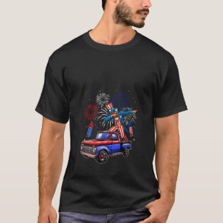 T-shirt Femme Dabbing Man Pickup Truck 4 juillet US Fla