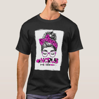 T-shirt Femme de cheveux Messy Bun Stethoscope Scrub Vie L