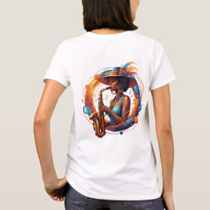T-shirt Femme de jazz abstrait élégant Art Saxophone