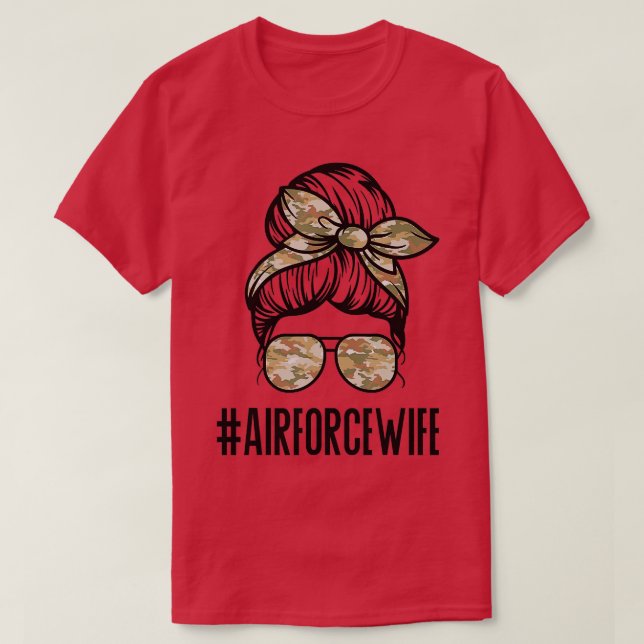 T-shirt Femme de l'armée de l'air Messy Bun Lunettes de so (Design devant)
