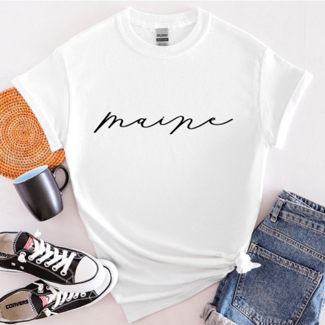 T-shirt femme de l'État du Maine Script (Créateur téléchargé)