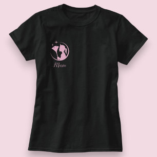 T-shirt Femme de ménage noire rose scintillante nettoyant 