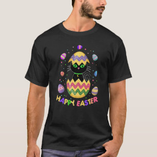 T-shirt Femme de Pâques Chat Noir Lucky Bunny Bonnet de Pâ