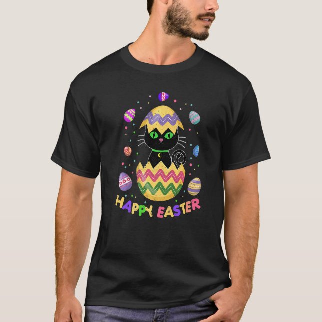 T-shirt Femme de Pâques Chat Noir Lucky Bunny Bonnet de Pâ (Devant)