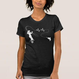 T-shirt Femme de pêche de mouche de battement de coeur de