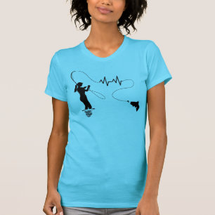T-shirt Femme de pêche de mouche de battement de coeur de