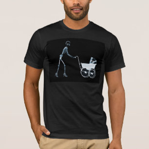 T-SHIRT FEMME DE RAYON X ET VOITURE D'ENFANT SQUELETTIQUES