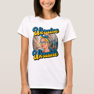 T-shirt Femme de style rétro ukrainien Graphisme Fierté cu