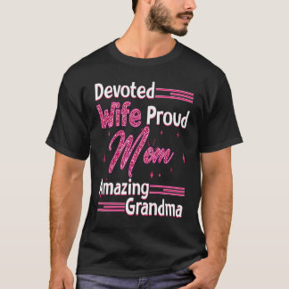 T-shirt Femme dévouée Fier Maman Extraordinaire Grand-mère