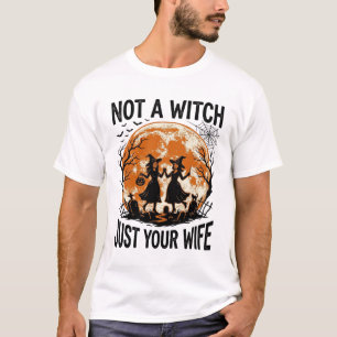 T-shirt Femme drôle Halloween Vintage Sorcière Lune Design