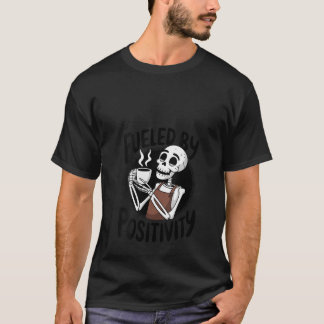 T-shirt Femme Drôle Skeleton Alimenté Par Café Positif