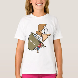 T-shirt Femme drôle transportant un lourd sac de courrier