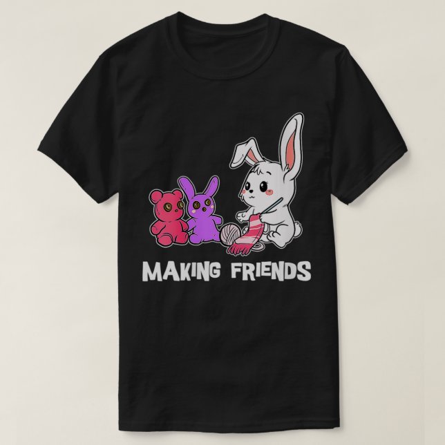 T-shirt Femme Drôle Tricot Bunny Knit Stitch Rabbit Han (Design devant)