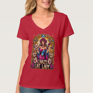 T-shirt Femme Élégante Tenant Kitten Avec Chats Environnan