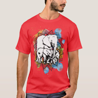 T-shirt Femme Eléphant Famille Animaux Sauvages Mandala Gr