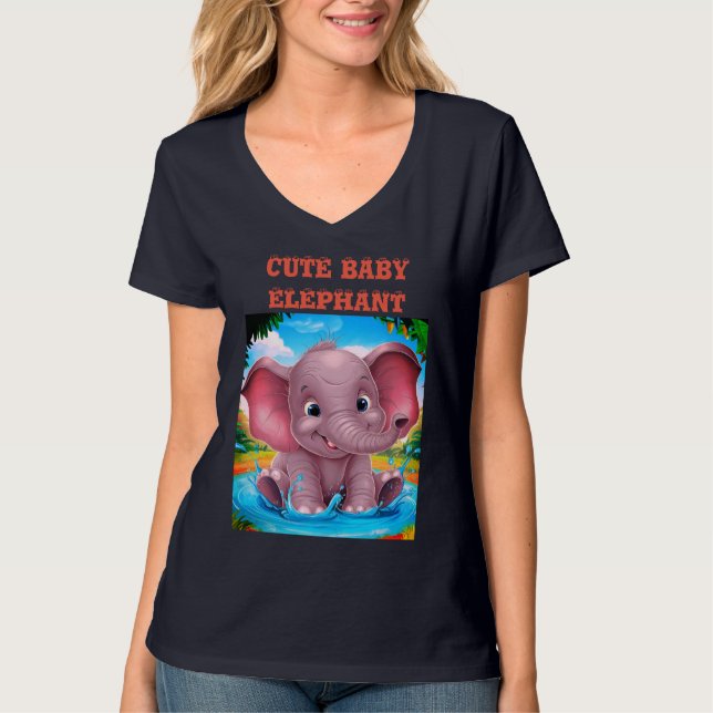 T-shirt Femme Eléphante mignonne (Devant)