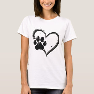 T-shirt femme Empreinte de patte de coeur de Bruxe