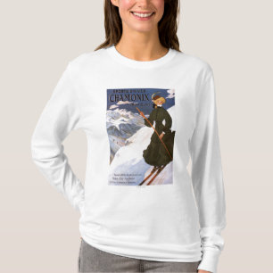T-shirt Femme en affiche verte de ski