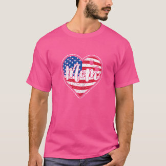 T-shirt Femme en détresse Drapeau Américain Coeur Bowling