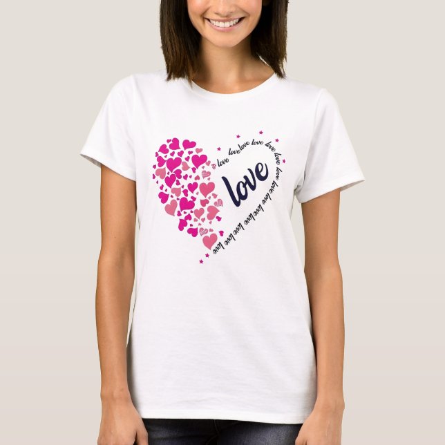 T-shirt femme en forme de coeur blanc (Devant)
