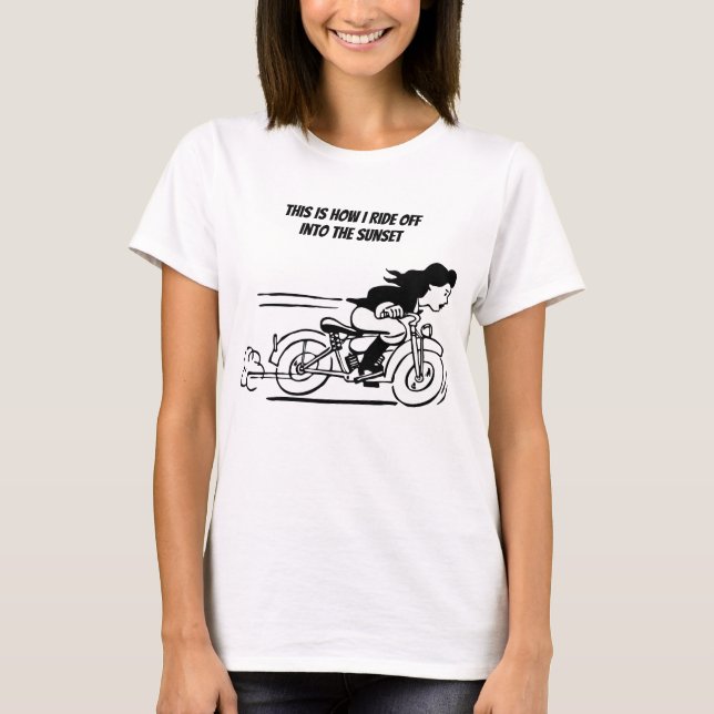 T-shirt Femme équitation Moto Moto Moker Chick Art (Devant)