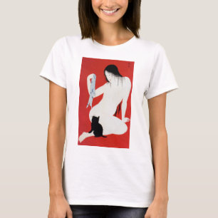 T-shirt Femme et chat noir, Takahashi Shotei