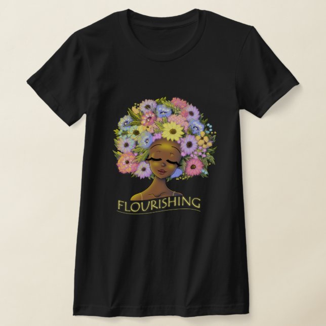 T-shirt Femme et fleurs afro-américaines (Poser)