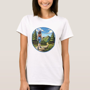 T-shirt Femme faisant de la randonnée sur un sentier natur