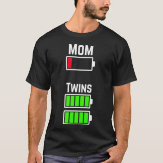 T-shirt Femme Fatigué Twin Maman Faible charge de batterie