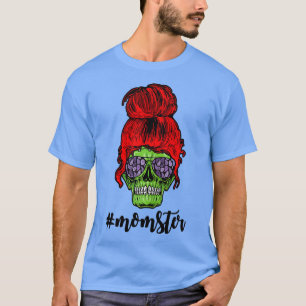 T-shirt Femme folle Red Hair Momster Crâne Maman Funny Red