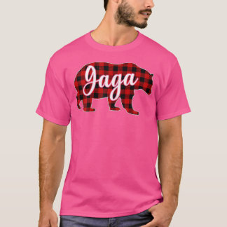 T-shirt Femme Gaga Ours Chemise Noël Rouge Plaid Famille