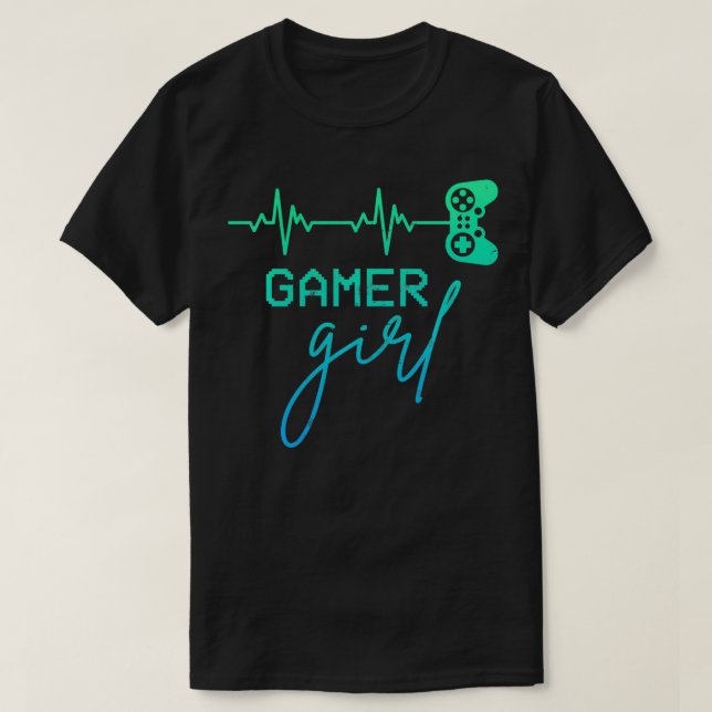 T-shirt Femme Gamer mignonne Gamer Girl Heartbeat Girly Vi (Design devant)
