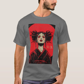 T-shirt Femme Geisha Japonaise Pleurant du Sang Art Femmes