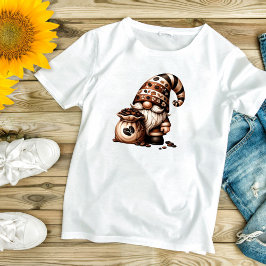 T-shirt femme Gnome au café adorable mignonne