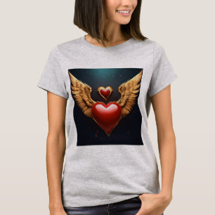T-shirt femme gris coeur avec ailes