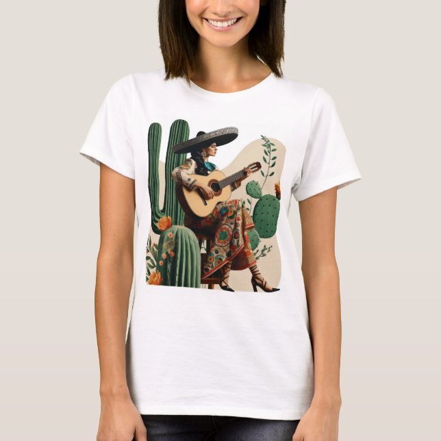 T-shirt Femme guitariste en action" (Devant)