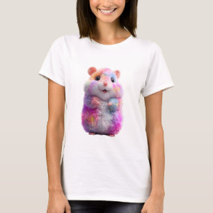 T-shirt Femme Hamster Galaxie Pailletée Pastel Arc-en-ciel