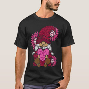 T-shirt Femme Heureuse Sainte-Valentin Gnome avec Sunflowe