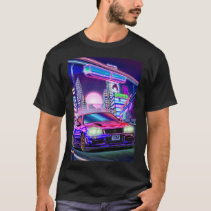 T-shirt Femme Homme Nissan Skyline Gt-R R34 Vaporwave