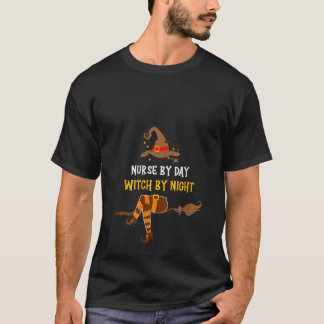 T-shirt Femme Infirmière De Jour Sorcière De Nuit Drôle Ha